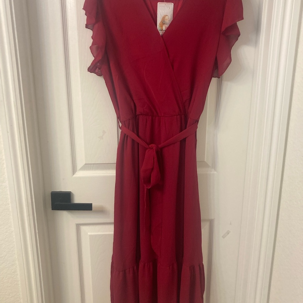 Elegant Red Wrap Dress